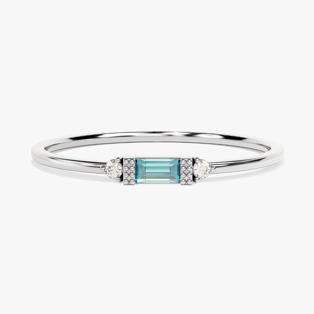 Fancy Baguette Cut Aquamarine Ring–1.2 mm
