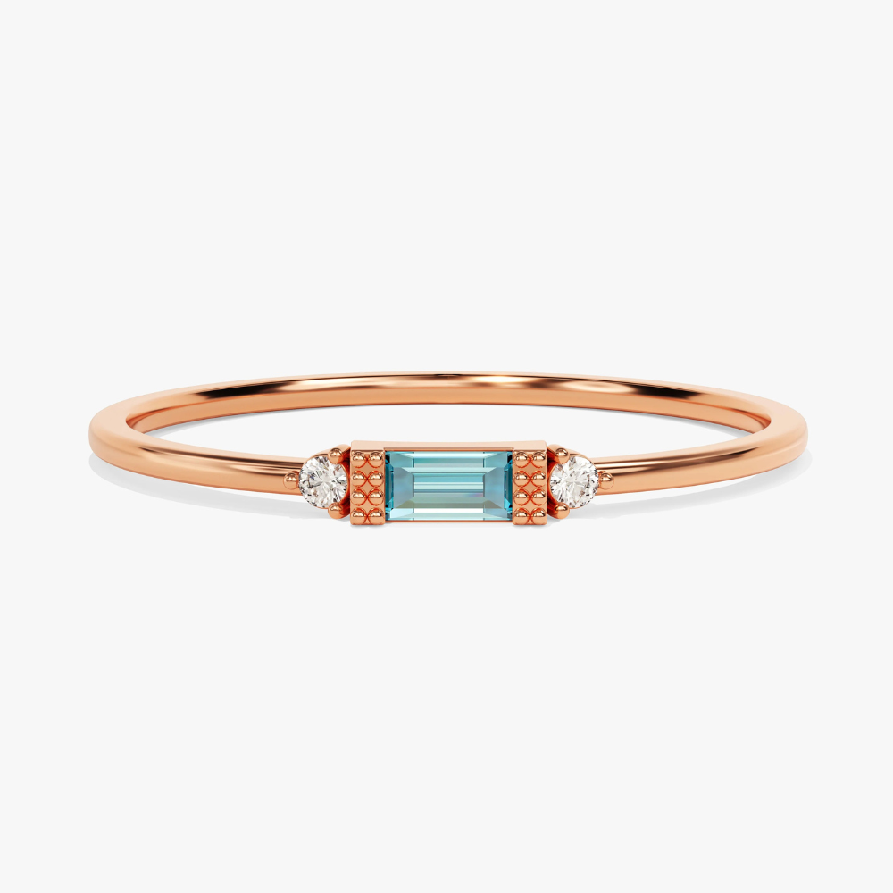 Fancy Baguette Cut Aquamarine Ring–1.2 mm