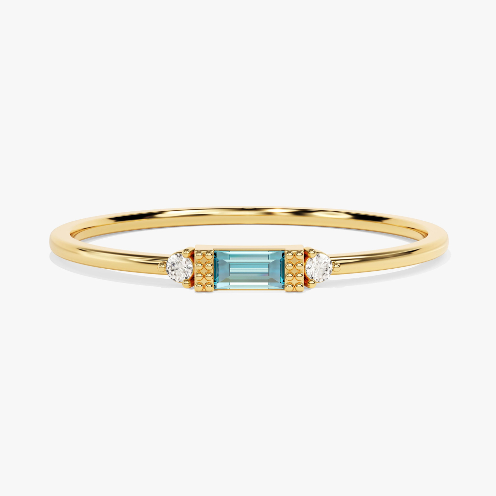 Fancy Baguette Cut Aquamarine Ring–1.2 mm