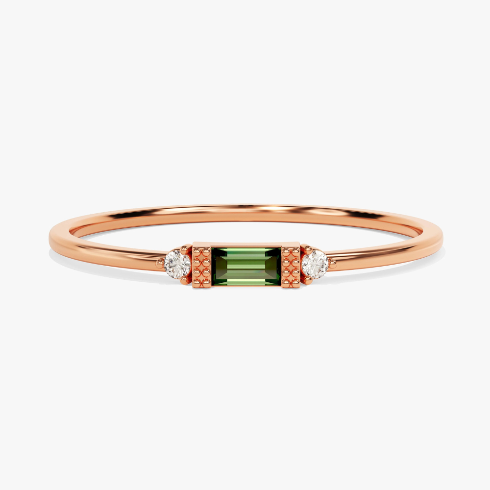 Fancy Baguette Cut Emerald Ring–1.2 mm