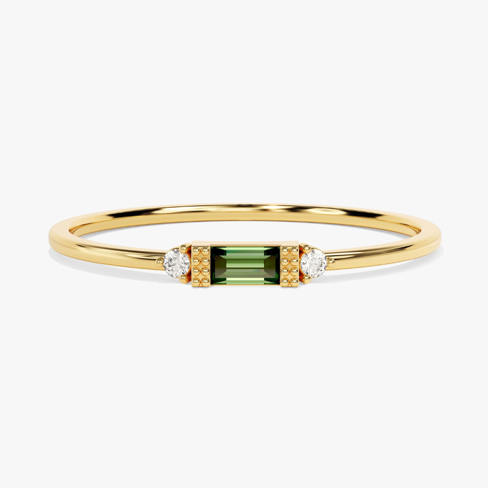 Fancy Baguette Cut Emerald Ring–1.2 mm