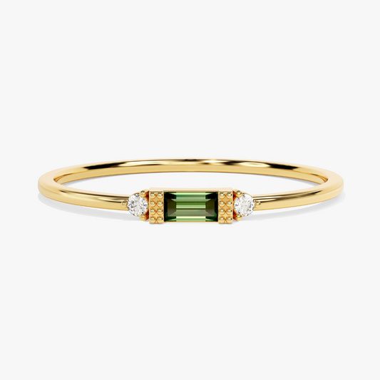 Fancy Baguette Cut Emerald Ring–1.2 mm