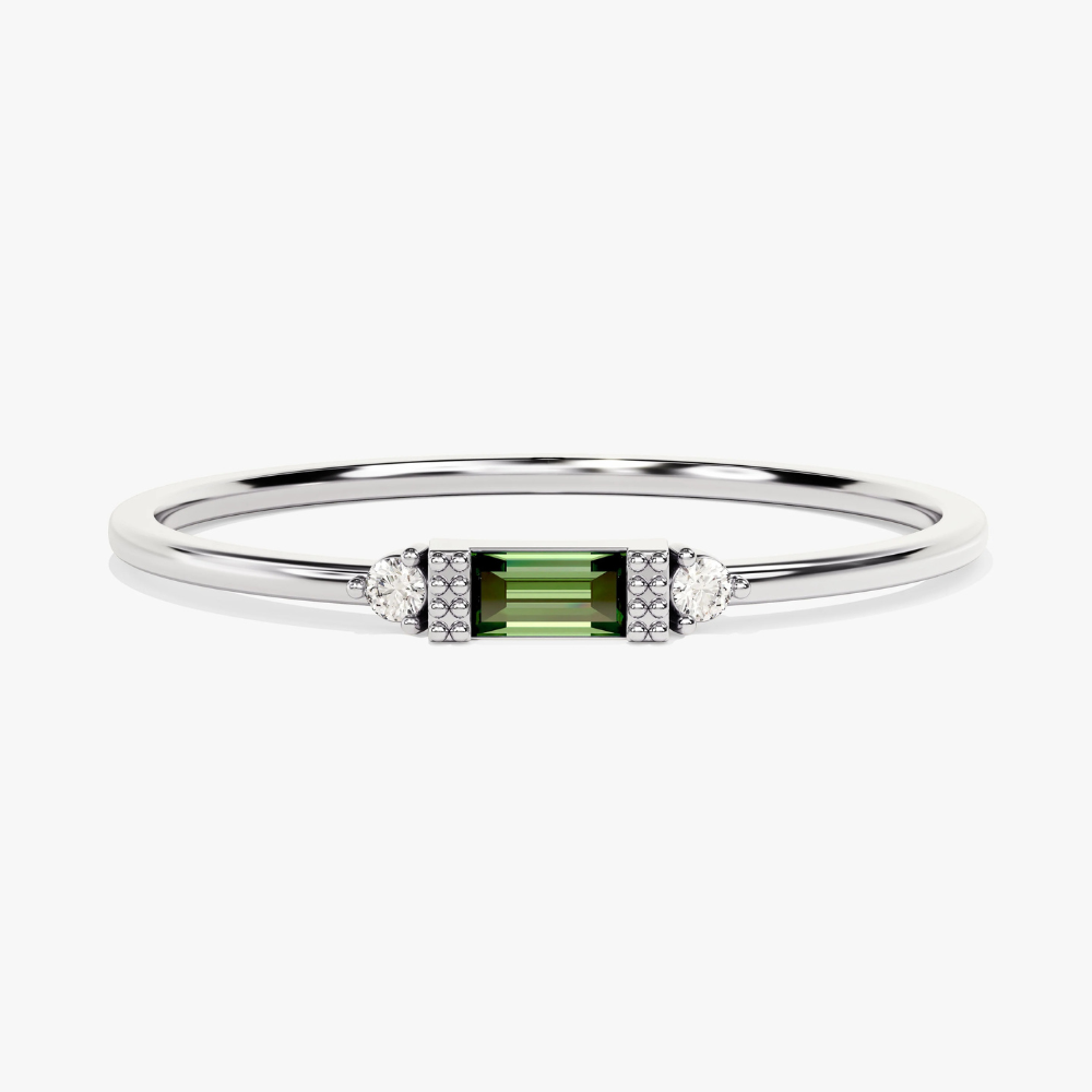 Fancy Baguette Cut Emerald Ring–1.2 mm