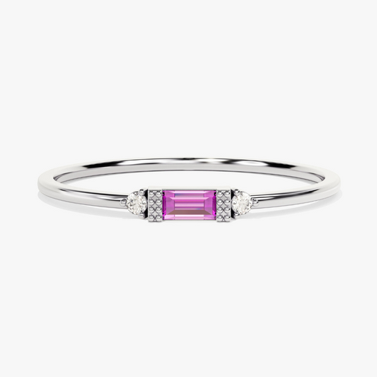 Fancy Baguette Cut Pink Tourmaline Ring–1.2 mm
