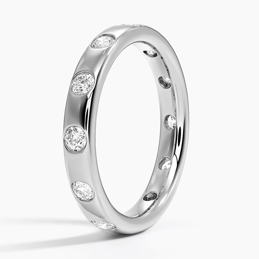 Fancy Round Moissanite Eternity Wedding Band-3.2 mm