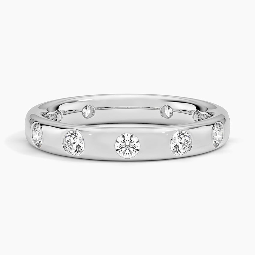Fancy Round Moissanite Eternity Wedding Band-3.2 mm