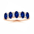 Five Stone Lab-Grown Blue Sapphire with Moissanite Wedding Band
