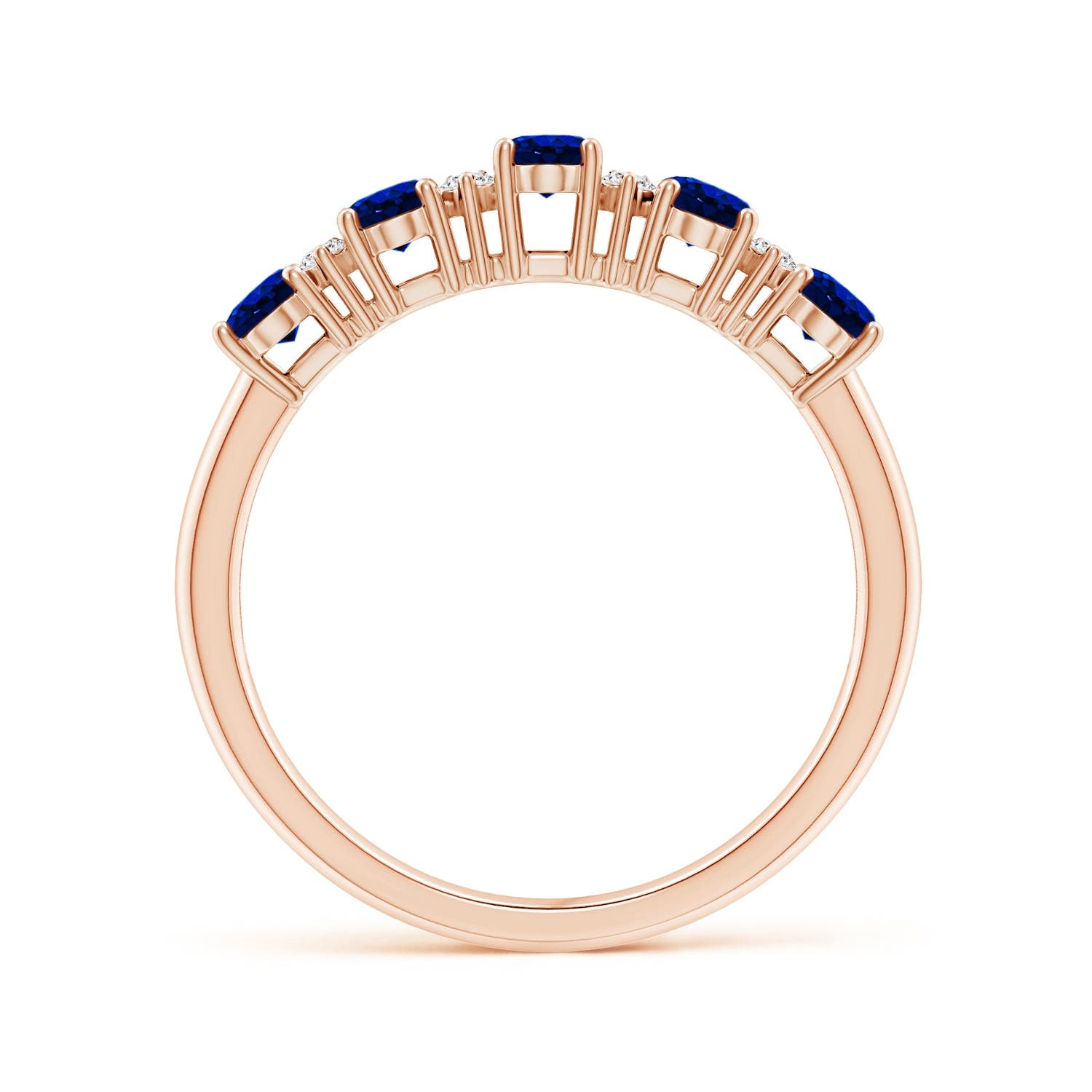 Five Stone Lab-Grown Blue Sapphire with Moissanite Wedding Band