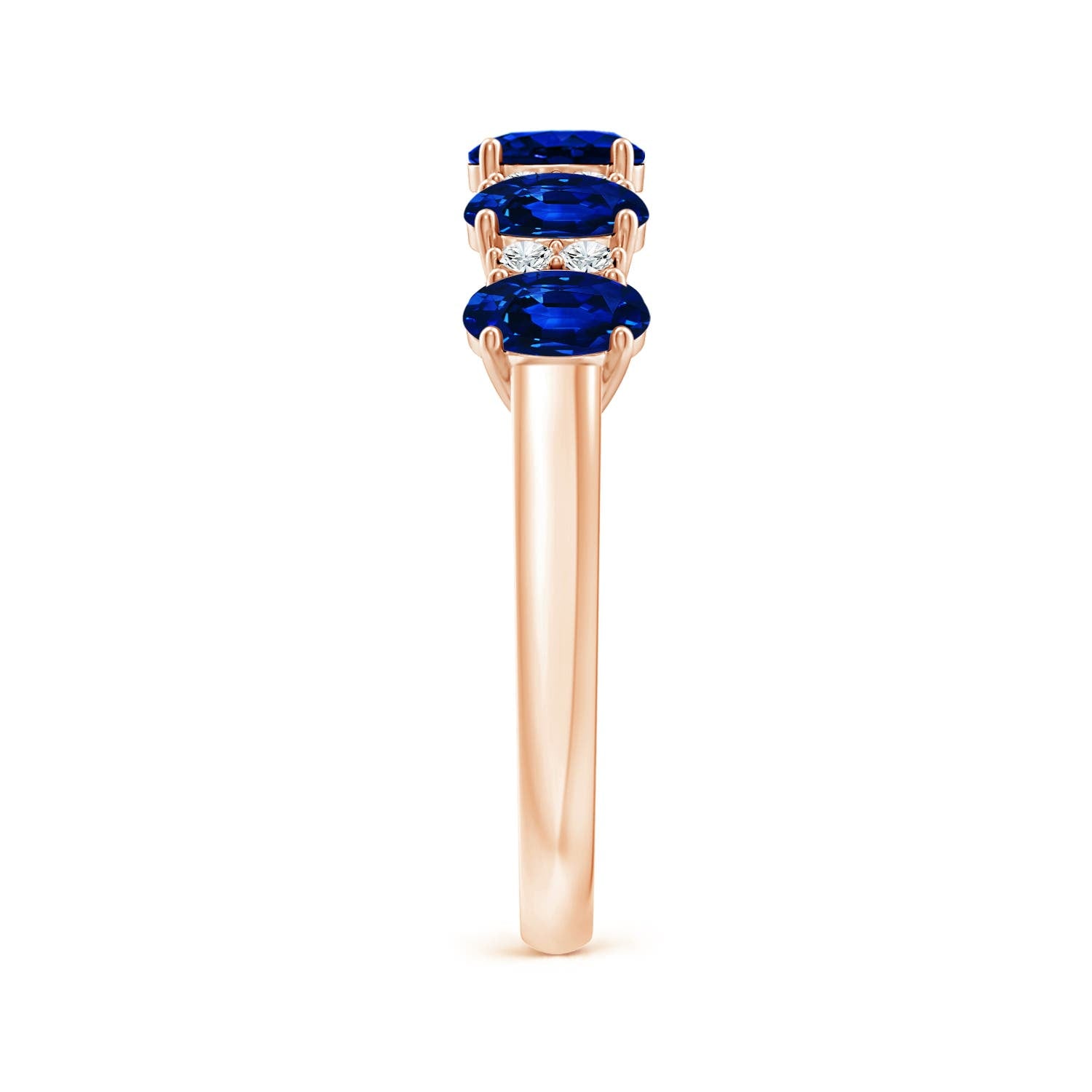 Five Stone Lab-Grown Blue Sapphire with Moissanite Wedding Band
