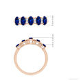 Five Stone Lab-Grown Blue Sapphire with Moissanite Wedding Band