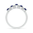 Five Stone Lab-Grown Blue Sapphire with Moissanite Wedding Band