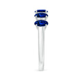Five Stone Lab-Grown Blue Sapphire with Moissanite Wedding Band