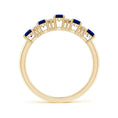 Five Stone Lab-Grown Blue Sapphire with Moissanite Wedding Band