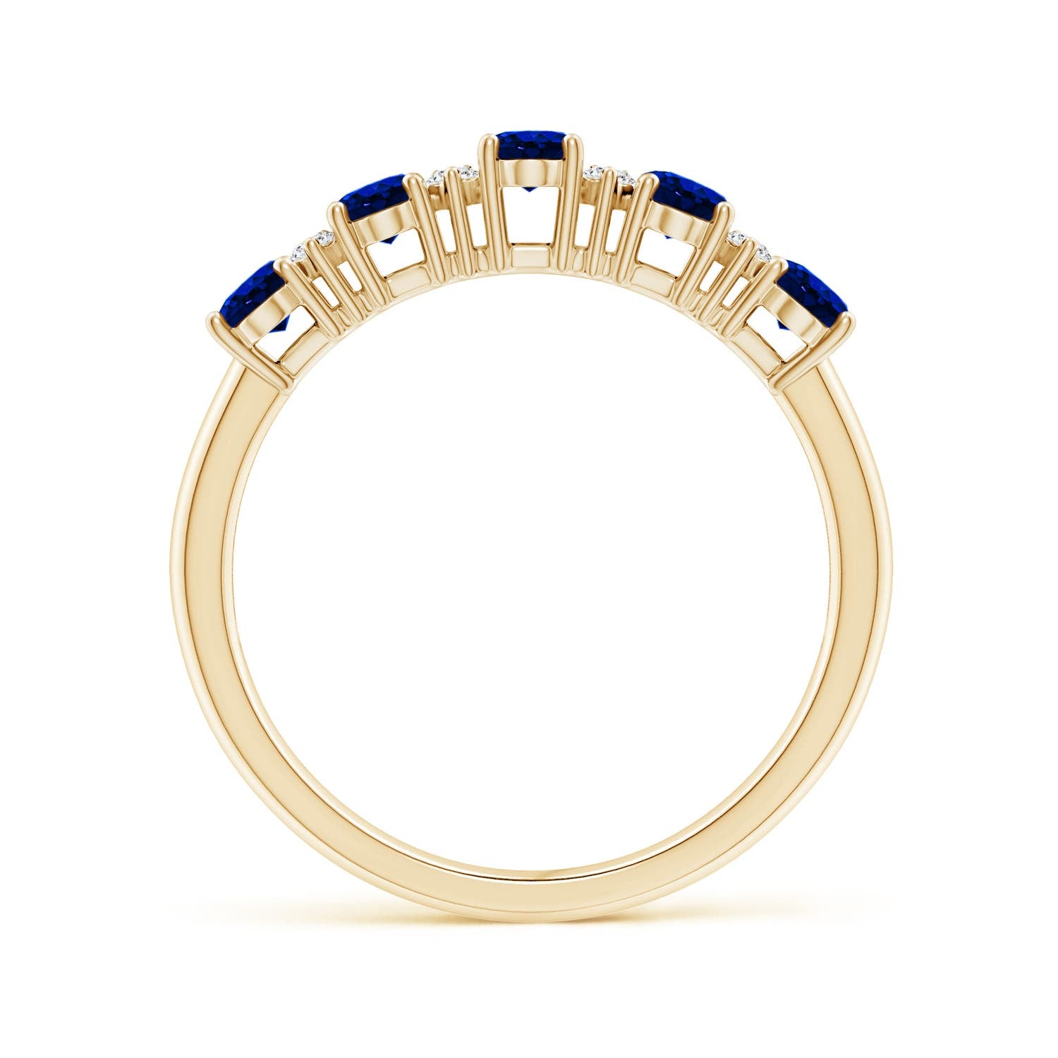 Five Stone Lab-Grown Blue Sapphire with Moissanite Wedding Band