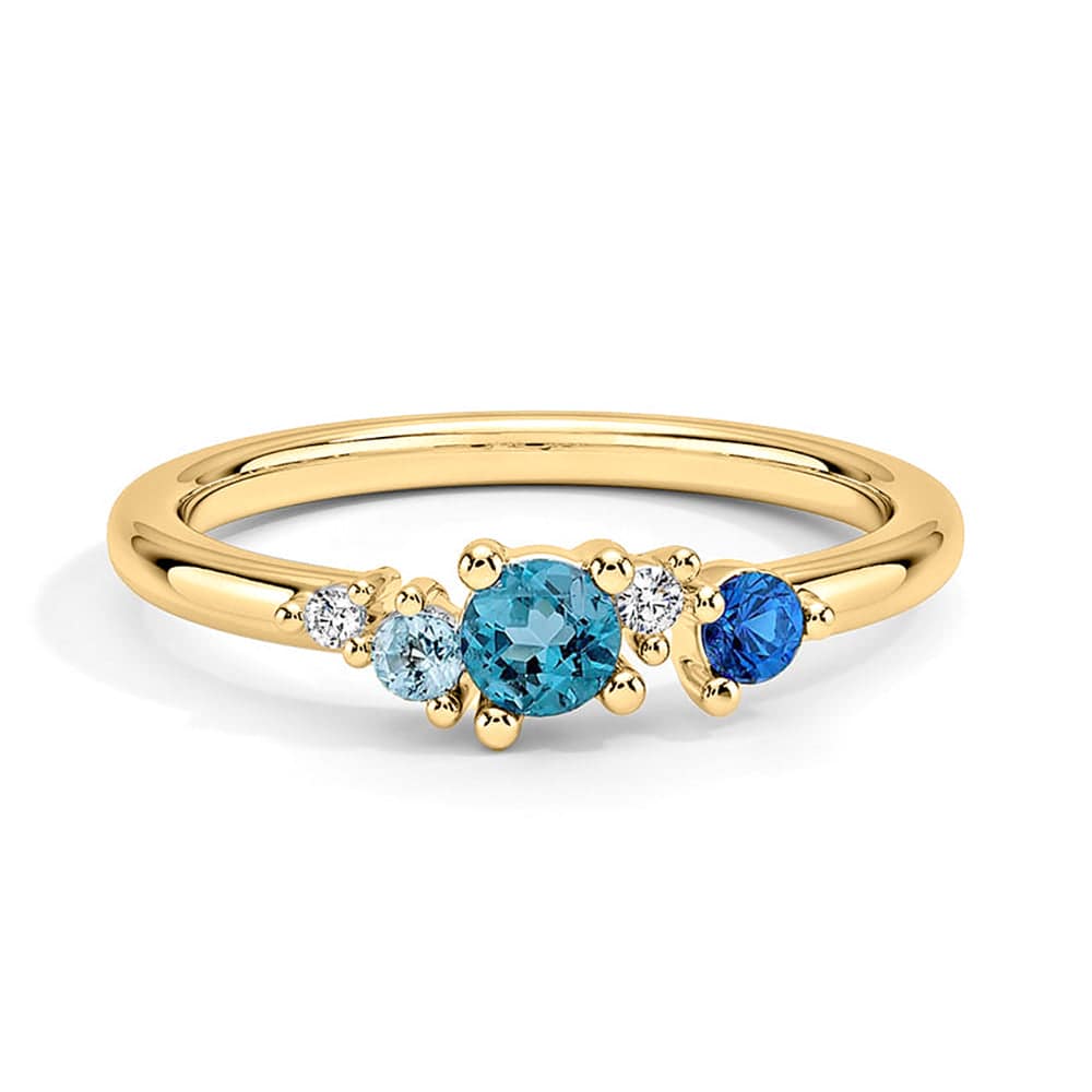 Five-Stone Lab Grown Gemstone with Moissanite Promise Ring