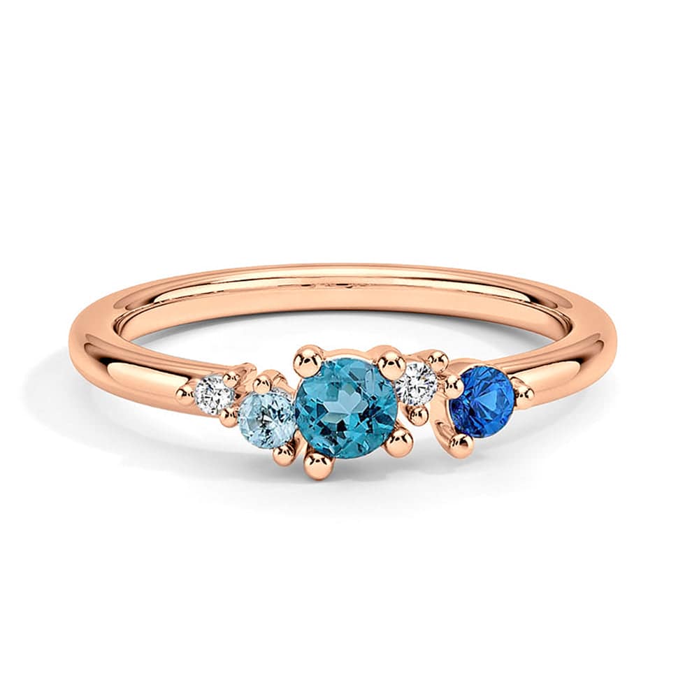 Five-Stone Lab Grown Gemstone with Moissanite Promise Ring