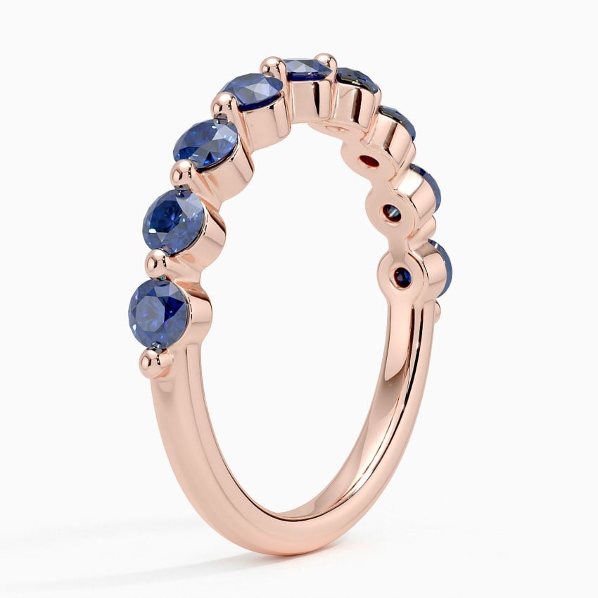 Floating Lab Blue Sapphire Half Eternity Wedding Band