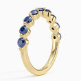 Floating Lab Blue Sapphire Half Eternity Wedding Band