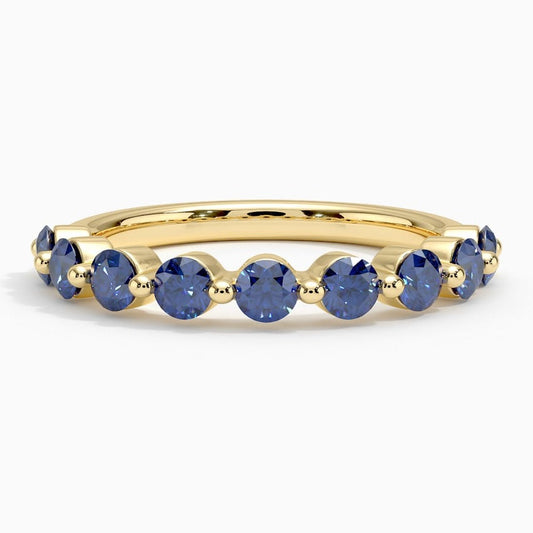 Floating Lab Blue Sapphire Half Eternity Wedding Band