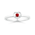 Floating Centre Heart Lab-Created Ruby Promise Ring