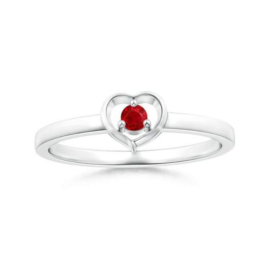 Floating Centre Heart Lab-Created Ruby Promise Ring