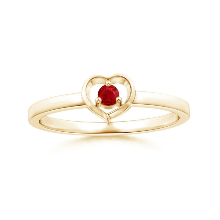 Floating Centre Heart Lab-Created Ruby Promise Ring