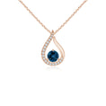 Floating Centre London Blue Topaz Pendant with Moissanite Accents Necklace