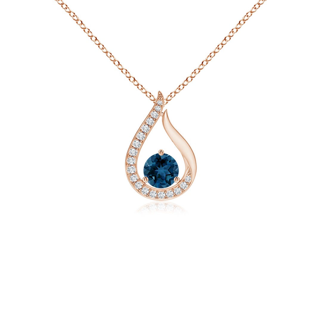 Floating Centre London Blue Topaz Pendant with Moissanite Accents Necklace