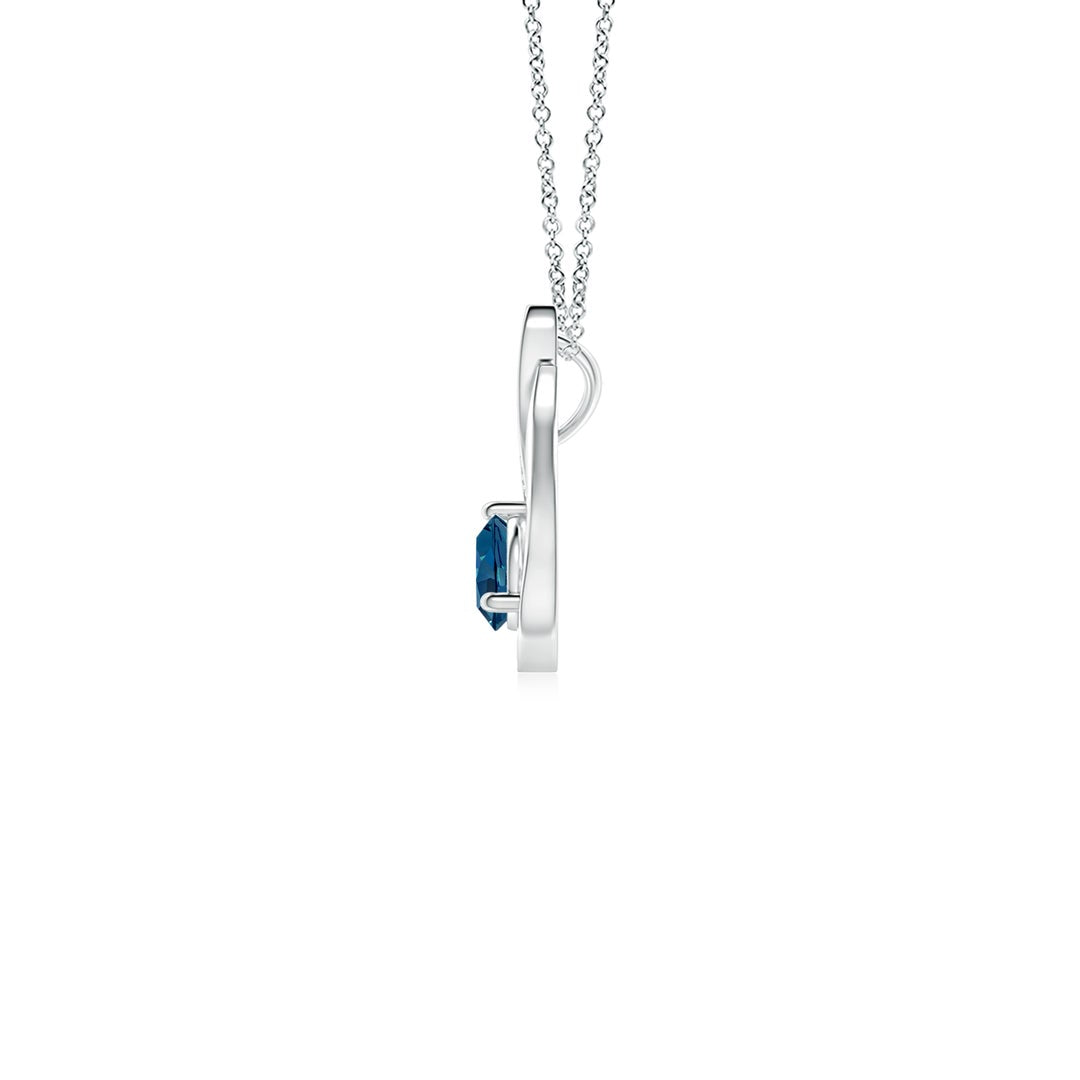 Floating Centre London Blue Topaz Pendant with Moissanite Accents Necklace