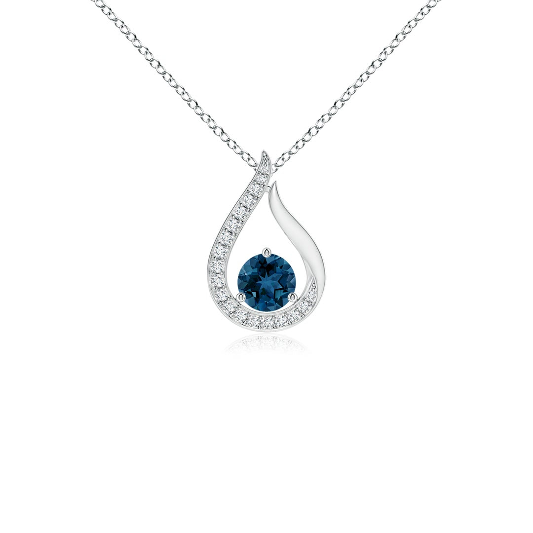 Floating Centre London Blue Topaz Pendant with Moissanite Accents Necklace