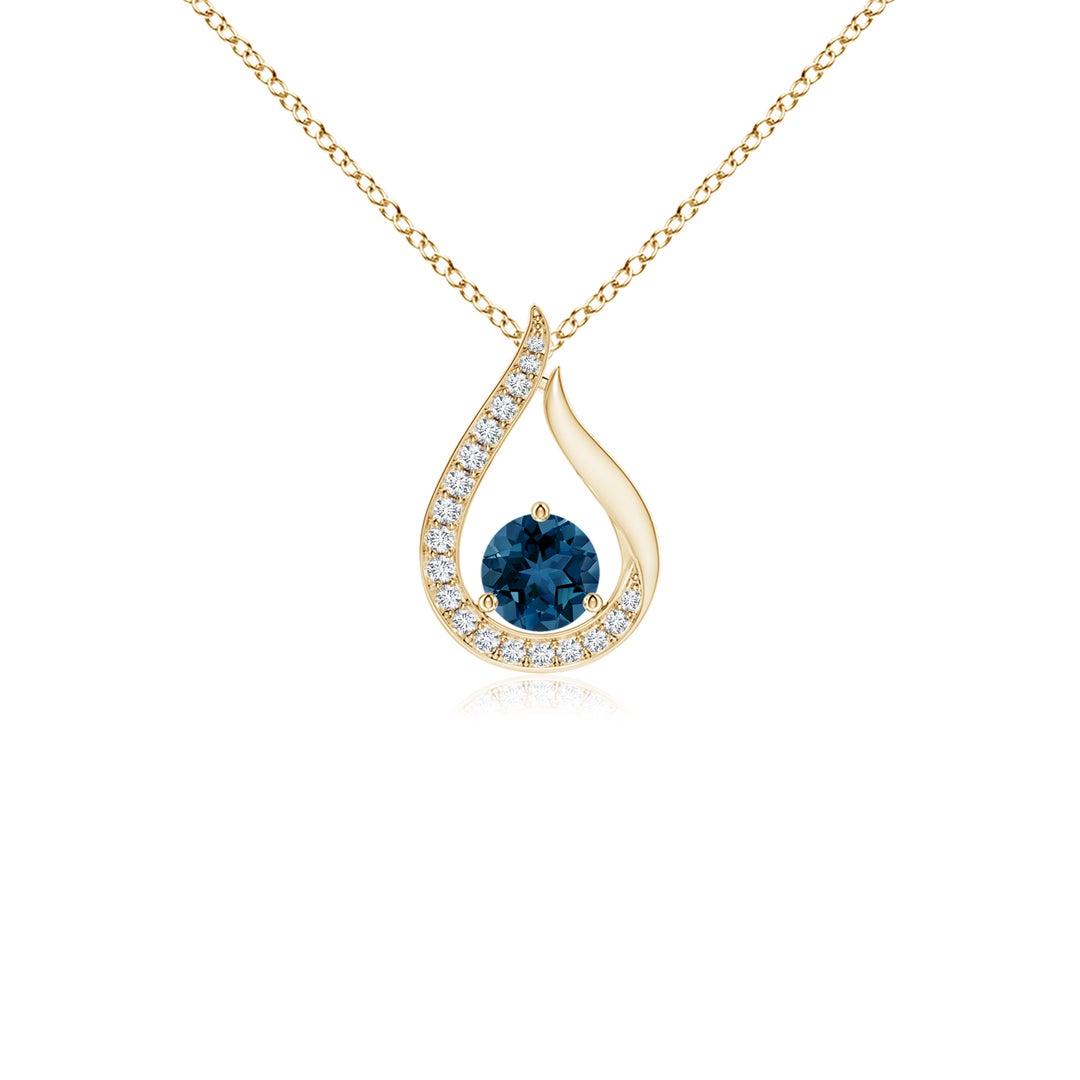 Floating Centre London Blue Topaz Pendant with Moissanite Accents Necklace