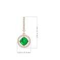 Floating Cushion Lab-Created Emerald with Halo Moissanite Drop Earrings