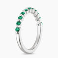 Round Lab Emerald Half Eternity Wedding Band
