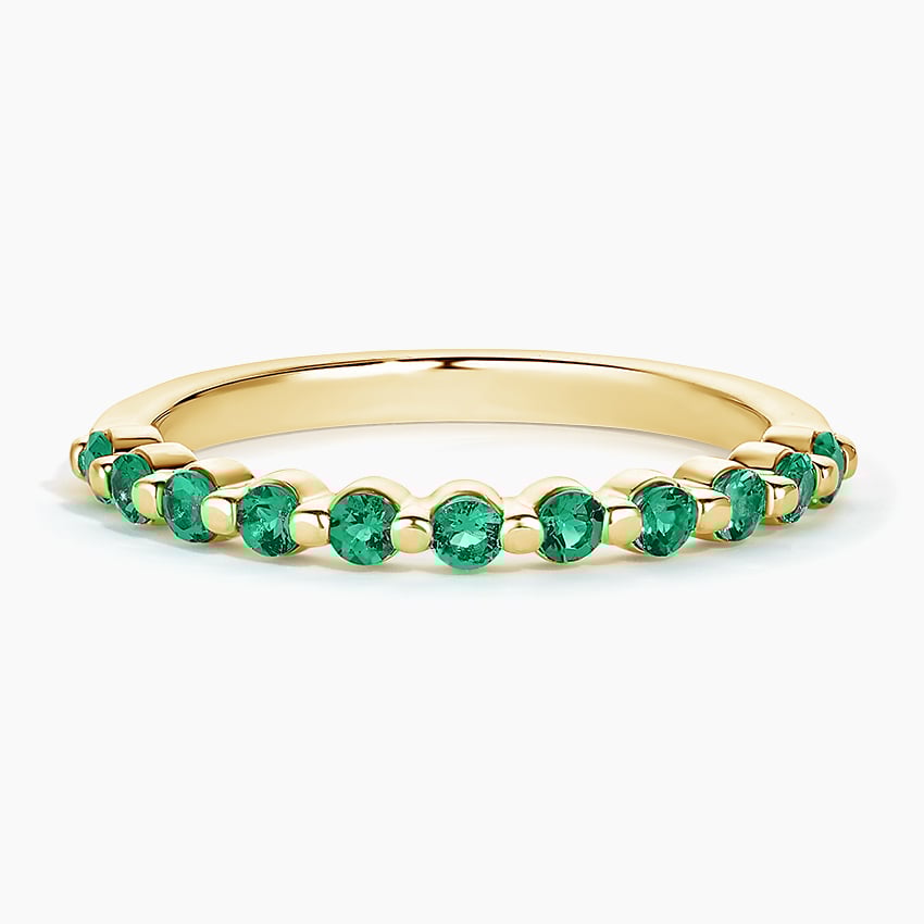 Round Lab Emerald Half Eternity Wedding Band