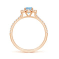 Floating Round Aquamarine with Pavé Moissanite Halo Promise Ring