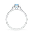 Floating Round Aquamarine with Pavé Moissanite Halo Promise Ring