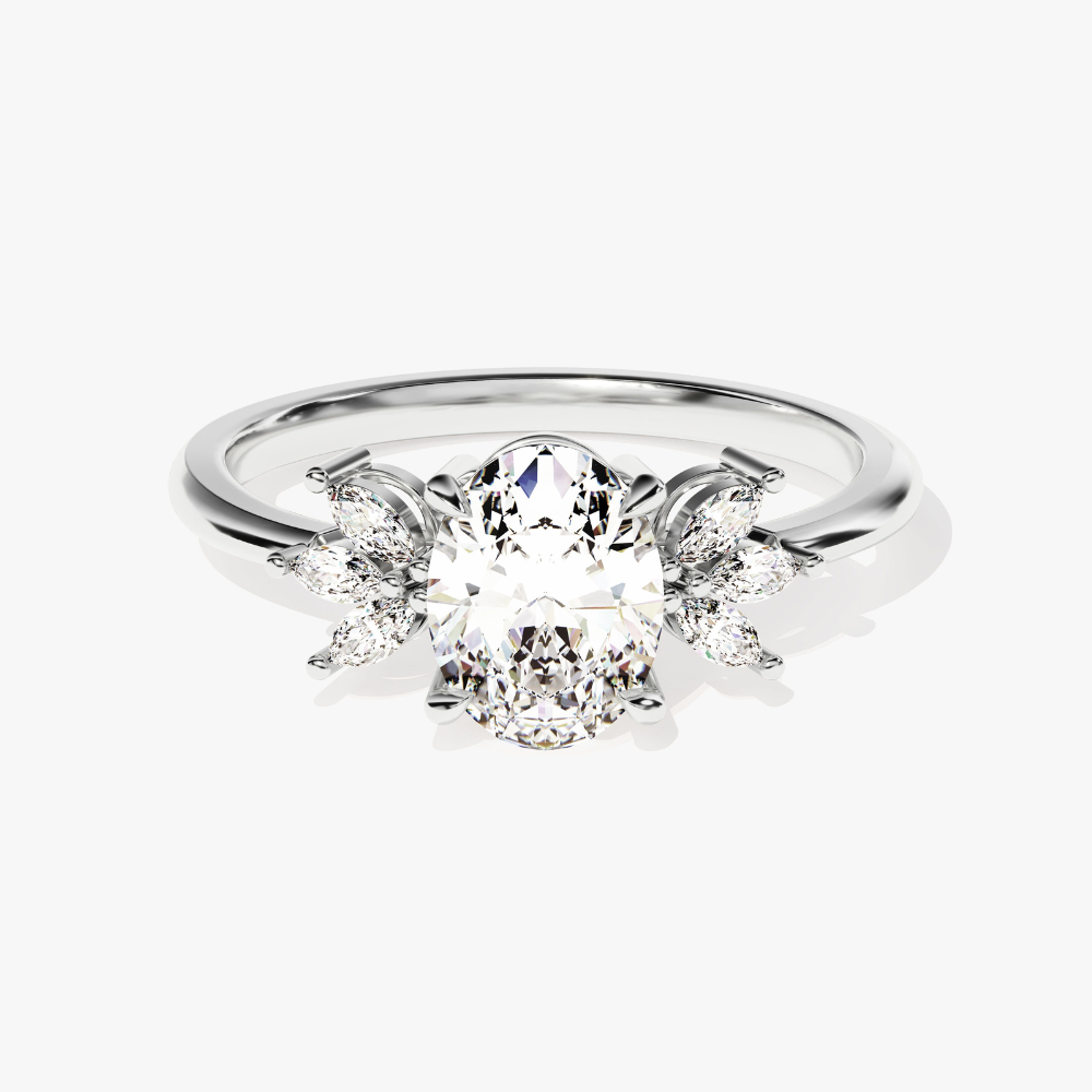 Flora Oval Moissanite Engagement Ring