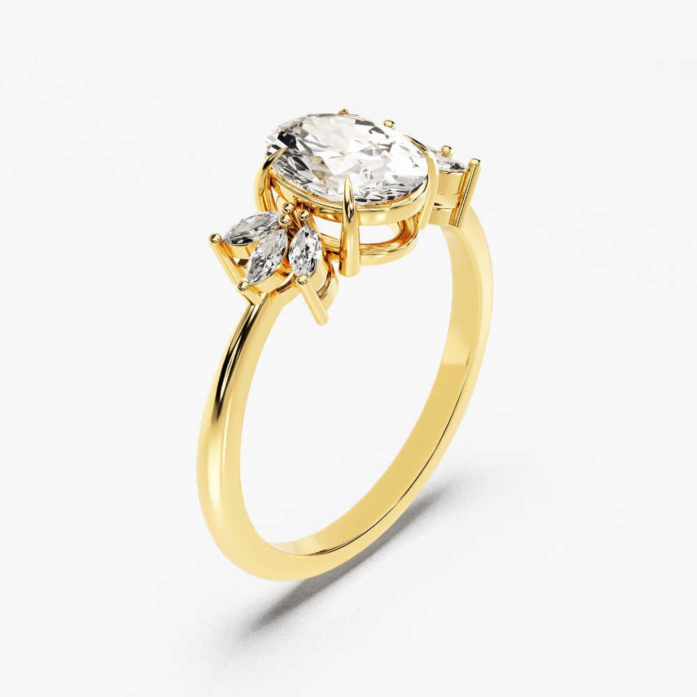Flora Oval Moissanite Engagement Ring
