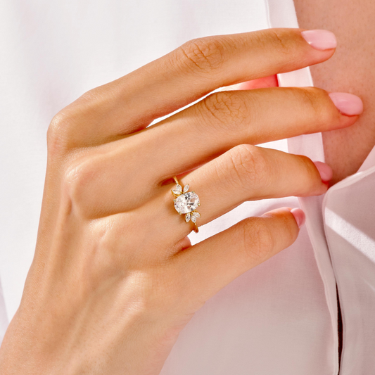 Flora Oval Moissanite Engagement Ring