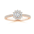 Floral Halo Moissanite with Pavé Accents Promise Ring