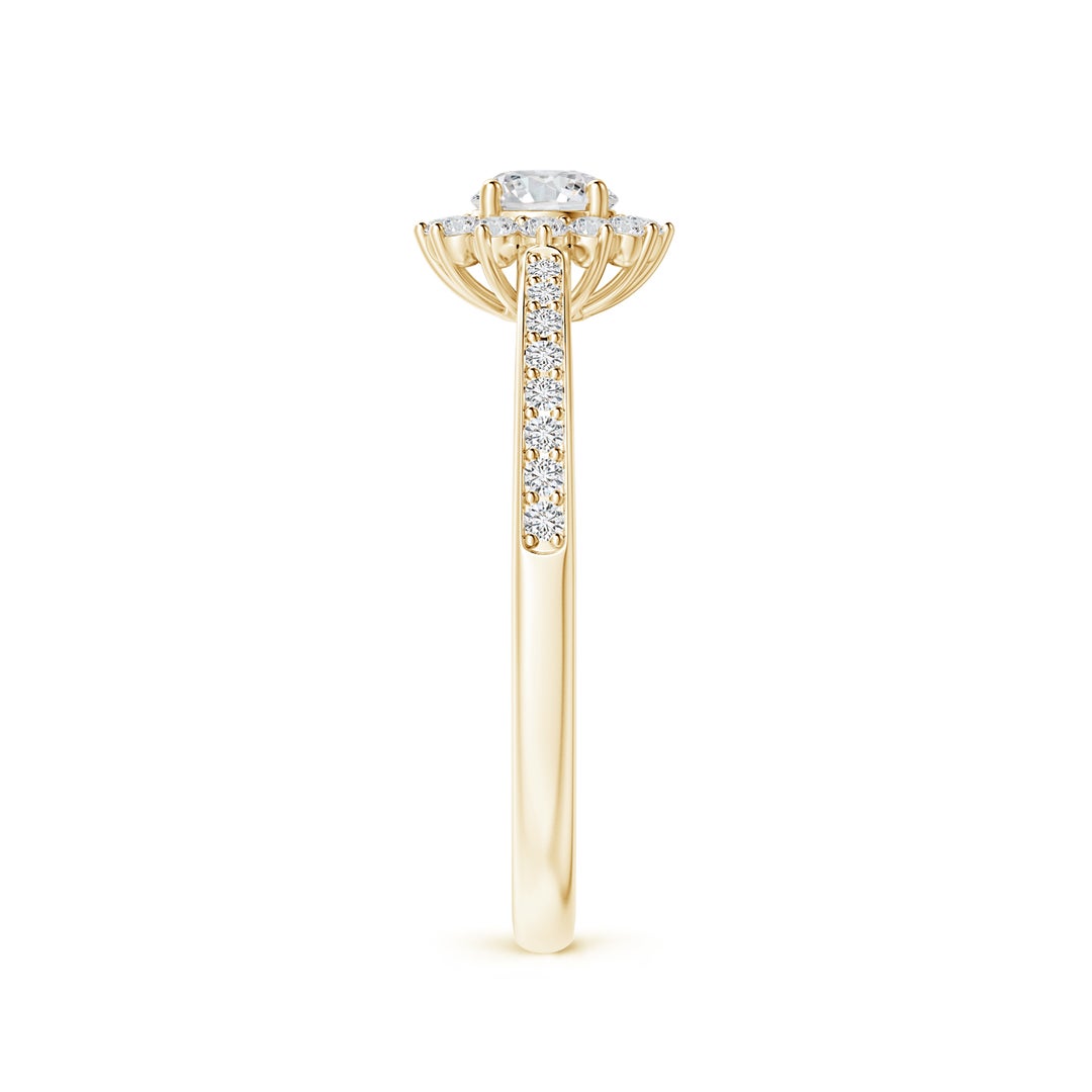 Floral Halo Moissanite with Pavé Accents Promise Ring
