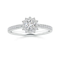 Floral Halo Moissanite with Pavé Accents Promise Ring