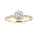 Floral Halo Moissanite with Pavé Accents Promise Ring