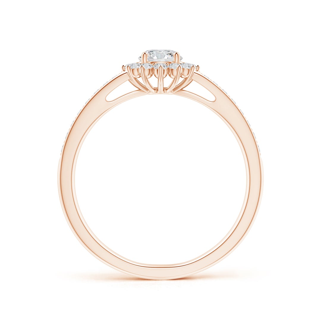 Floral Halo Moissanite with Pavé Accents Promise Ring