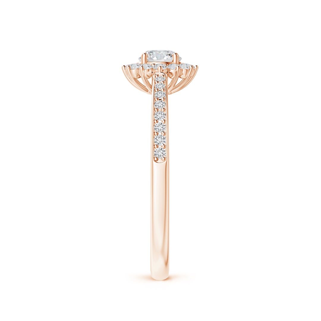 Floral Halo Moissanite with Pavé Accents Promise Ring