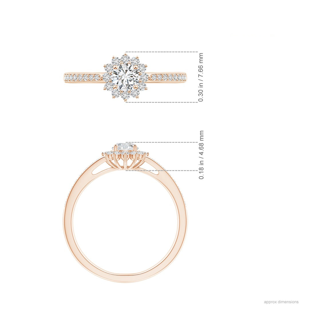 Floral Halo Moissanite with Pavé Accents Promise Ring