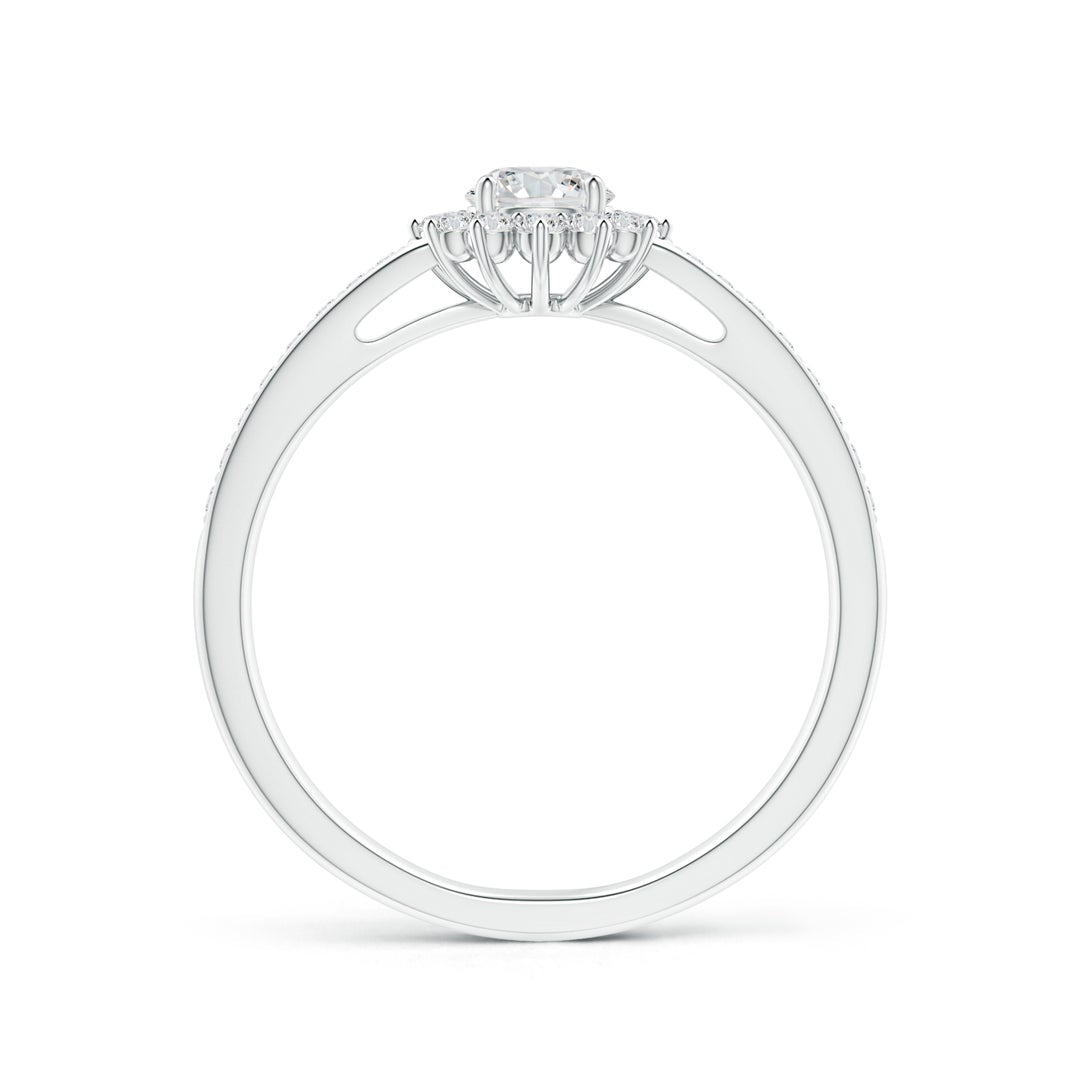Floral Halo Moissanite with Pavé Accents Promise Ring