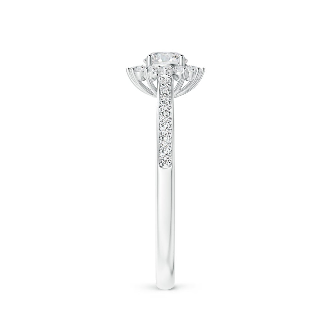 Floral Halo Moissanite with Pavé Accents Promise Ring