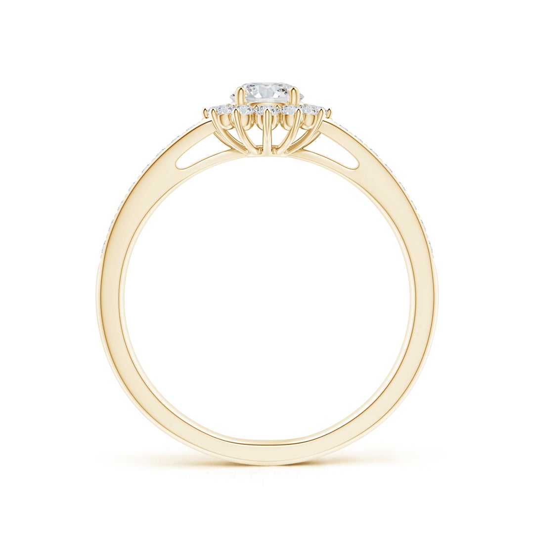 Floral Halo Moissanite with Pavé Accents Promise Ring