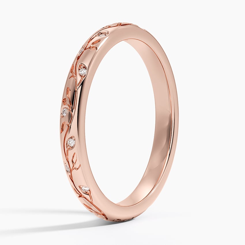 Floral Vine Engraved Moissanite Wedding Band-2.5 mm